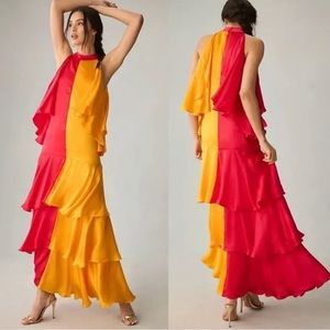 NWT Anthropologie Pinnacle by Shruti Sancheti Ruffle colorblock dress size xs